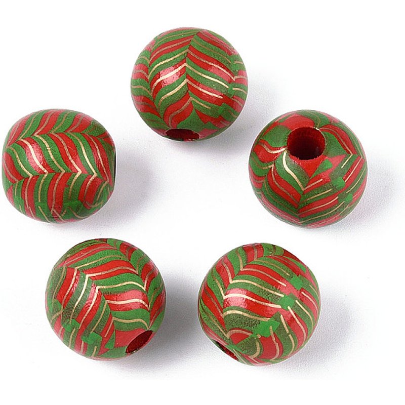 Spray Painted Schima Wood Beads, Round Olive Drab, 15-16mm — Jewelry Beads