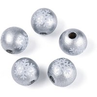 Schima Wood Beads with Snowflake Pattern, Silver, 15.5-16mm — Jewelry Beads