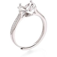 Rhodium Plated 925 Sterling Silver Micro Pave Engagement Ring Setting — Jewelry Findings