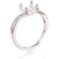 Rhodium Plated 925 Sterling Silver Micro Pave Engagement Ring Setting — Jewelry Findings