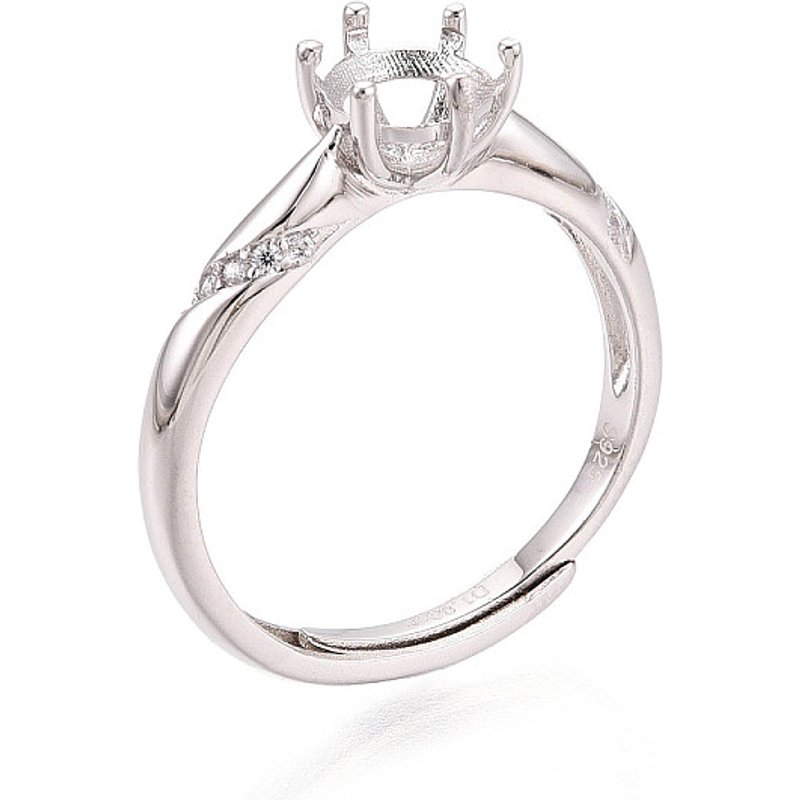 Rhodium Plated 925 Sterling Silver Micro Pave Engagement Ring Settings — Jewelry Findings