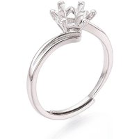 Rhodium Plated 925 Sterling Silver Adjustable Engagement Ring Settings — Jewelry Findings