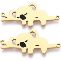 304 Stainless Steel Koala Connector Charms, Golden