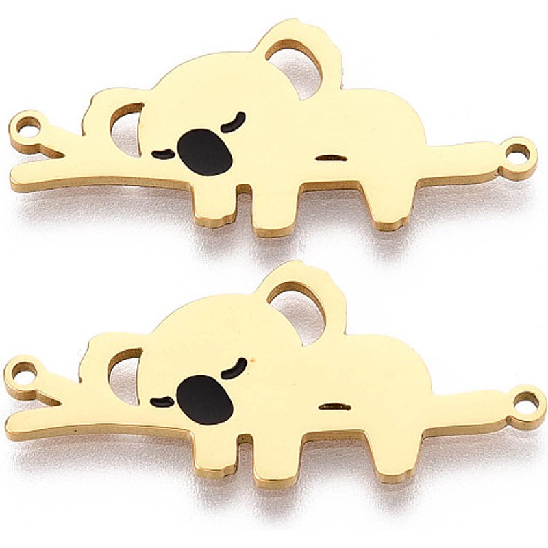 304 Stainless Steel Koala Connector Charms, Golden — Jewelry Findings