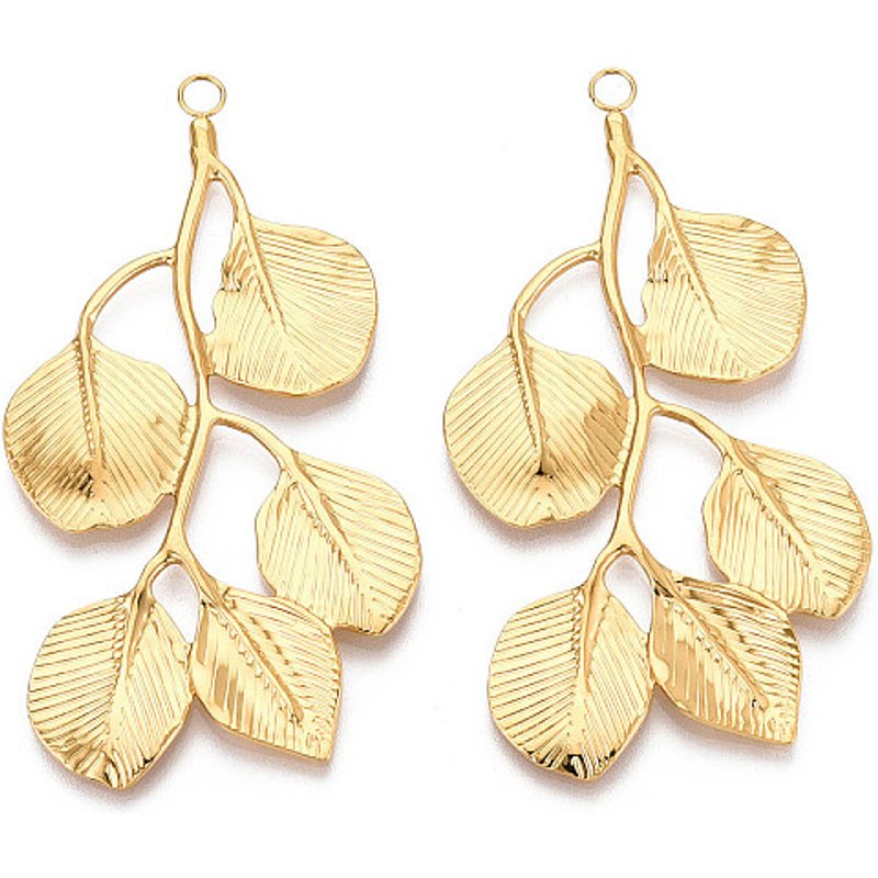 Pendentif en Acier Inoxydable 304 en Forme de Feuille Dorée — Breloques et pendentifs