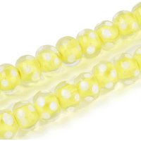 Perles Lampwork Artisanales Rondelle avec Pois, Jaune — Perles à bijoux