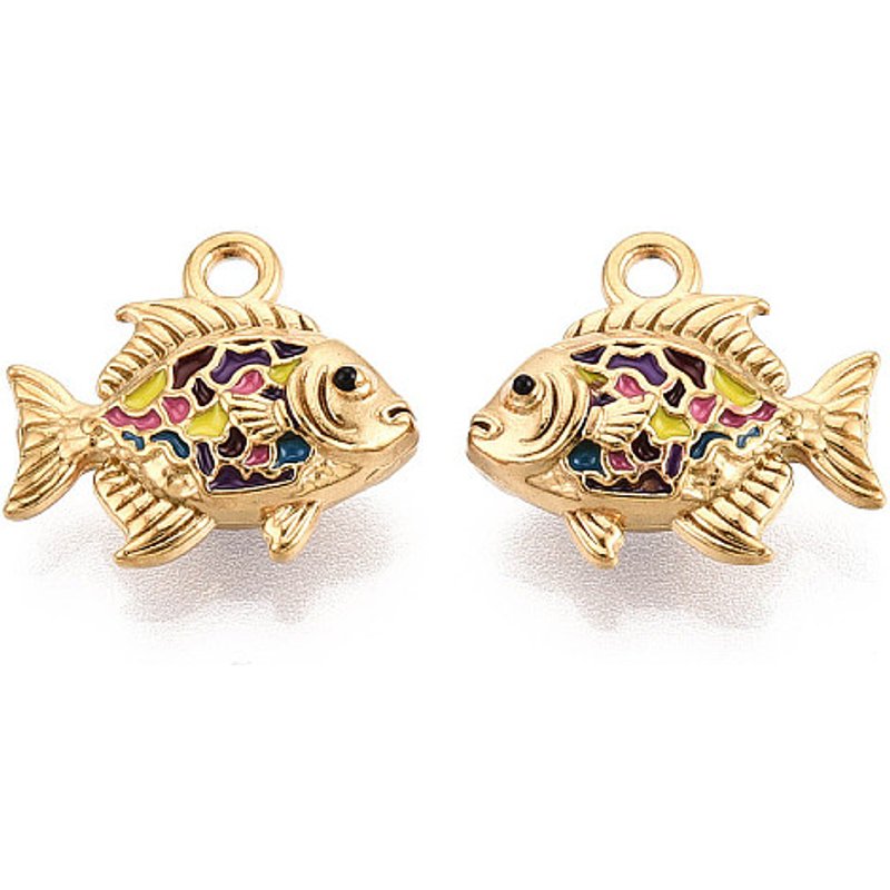 Charms de Poisson en Acier Inoxydable 304 avec Plaquage en Or 18K — Breloques et pendentifs