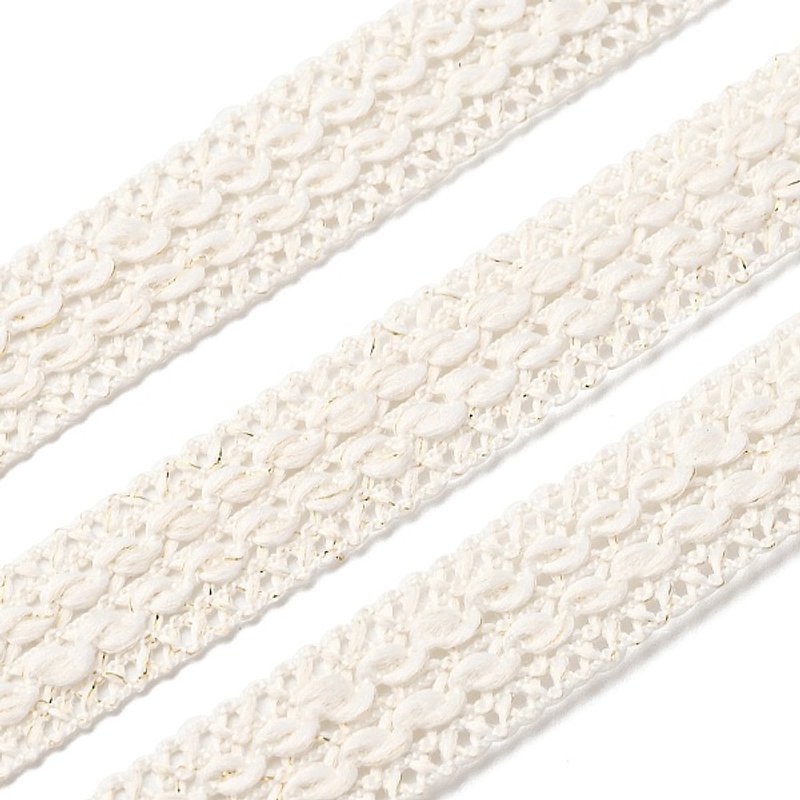 Polyester Lace Trim with Milk Silk, Wavy Home Decoration, White — Chains, Wire & Cord