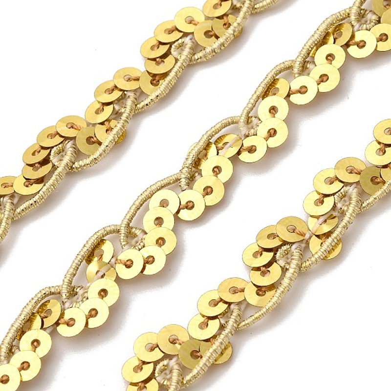 Ruban en Dentelle Tressé en Polyester avec Sequins pour Décor et Accessoires — Chaînes, fils et cordons
