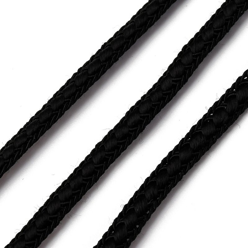 Braided Polyester Cord, Flat, Black, 1/4 inch, 140-150 Yards — Chains, Wire & Cord