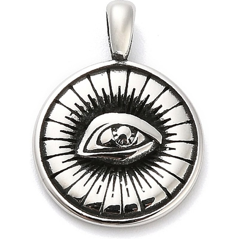Pendentifs ronds plats en acier inoxydable 316 avec œil — Breloques et pendentifs