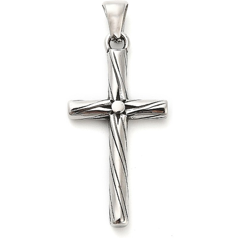 Pendentif Croix en Acier Inoxydable 316, Argent Vieilli — Breloques et pendentifs