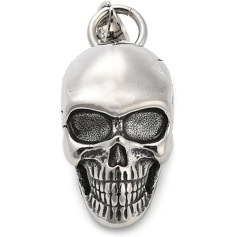 316 Surgical Stainless Steel Skull Charm Pendant in Antique Silver — Charms & Pendants