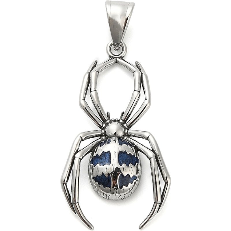Pendentifs en Acier Inoxydable 316, Charms Araignée avec Émail, Bleu Nuit — Breloques et pendentifs
