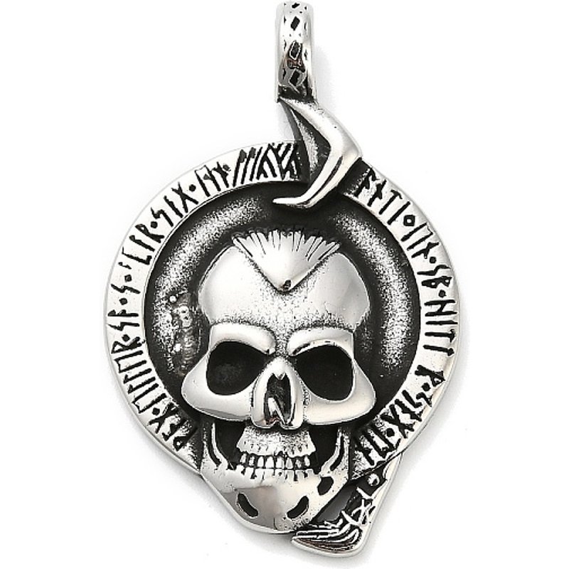 Pendentif Crâne Halloween en Acier Inoxydable 316, Argent Vieilli — Breloques et pendentifs