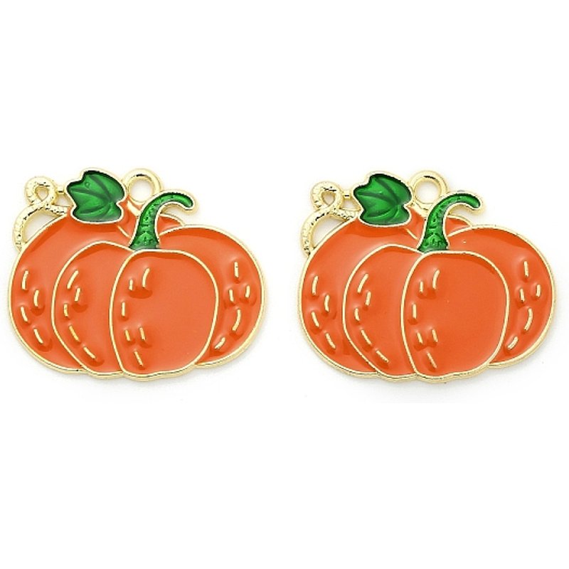 Pendentif en Émail Alliage en Or - Citrouille - 23.5x28.5mm — Breloques et pendentifs