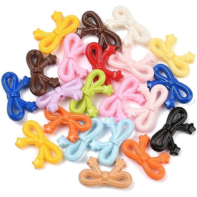 Perles Acryliques Opaques en Forme de Nœud avec Étoile, Couleurs Mixtes — Perles à bijoux