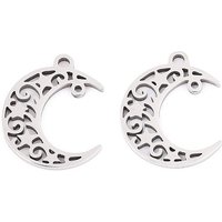 Charm en Acier Inoxydable 201, Lune, Découpe Laser, 15x12mm — Breloques et pendentifs