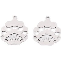 201 Stainless Steel Fan Pendant, Laser Cut, 17.5x15mm