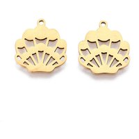 201 Stainless Steel Fan Pendant with 18K Gold Plating