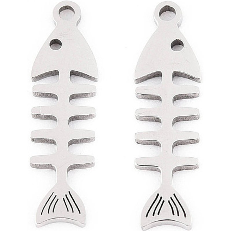 Pendentifs en Acier Inoxydable 201, Poisson, Découpe Laser, 19x5mm — Breloques et pendentifs