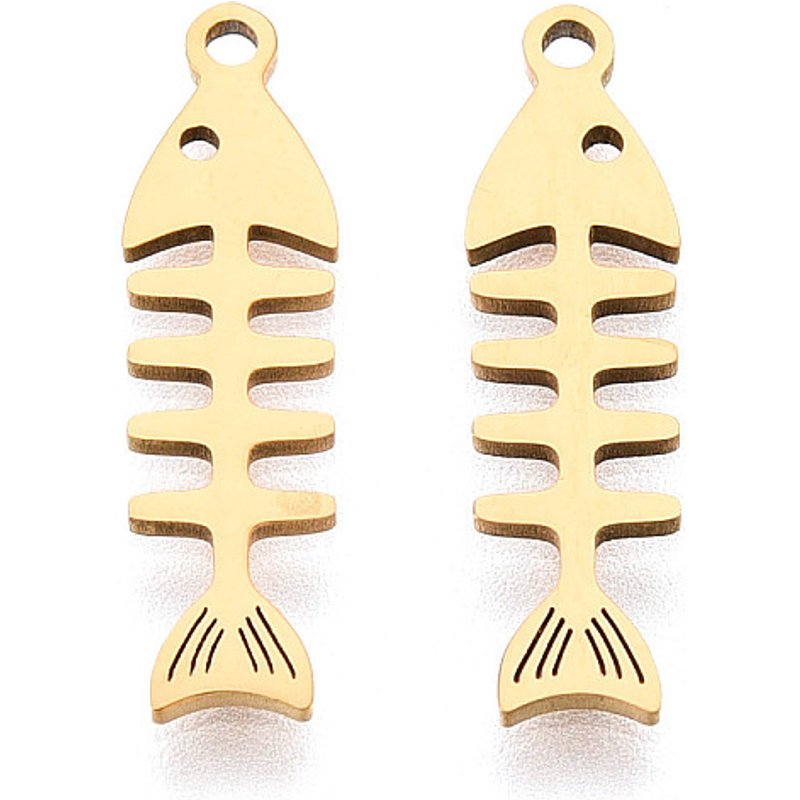 Pendentif en Acier Inoxydable 201, Poisson, Plaqué Or 18K, Découpe Laser — Breloques et pendentifs