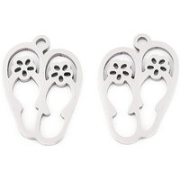 201 Stainless Steel Slipper Pendant, Laser Cut, 17.5x12mm