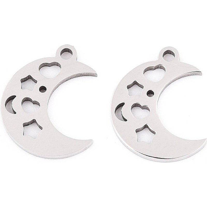 Charm en Acier Inoxydable 201, Lune, Découpe Laser, 13x10mm — Breloques et pendentifs