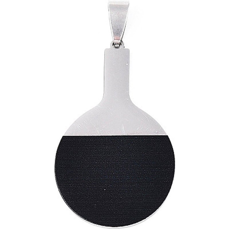 201 Stainless Steel Ping Pong Racket Pendant, Laser Cut, Black — Charms & Pendants