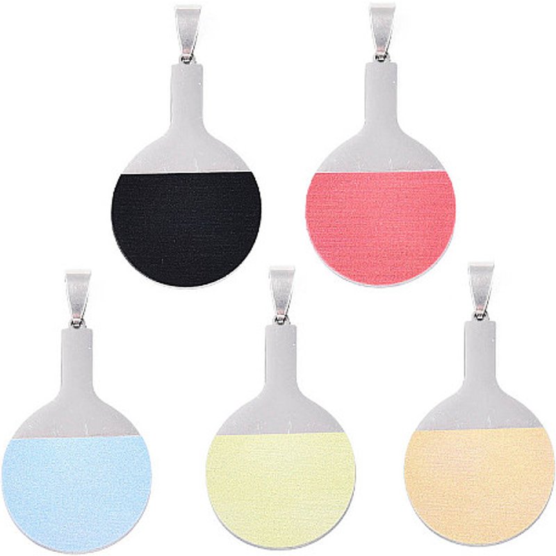 Pendentif en acier inoxydable 201 en forme de raquette de ping-pong — Breloques et pendentifs
