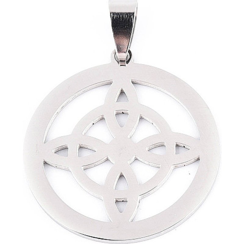 201 Stainless Steel Flat Round Pendants with Knot, Laser Cut — Charms & Pendants