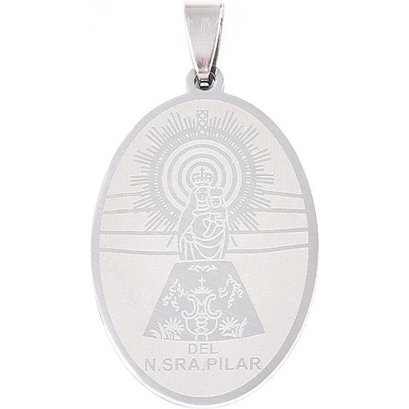 Pendentif ovale en acier inoxydable 201 avec Vierge Marie — Breloques et pendentifs