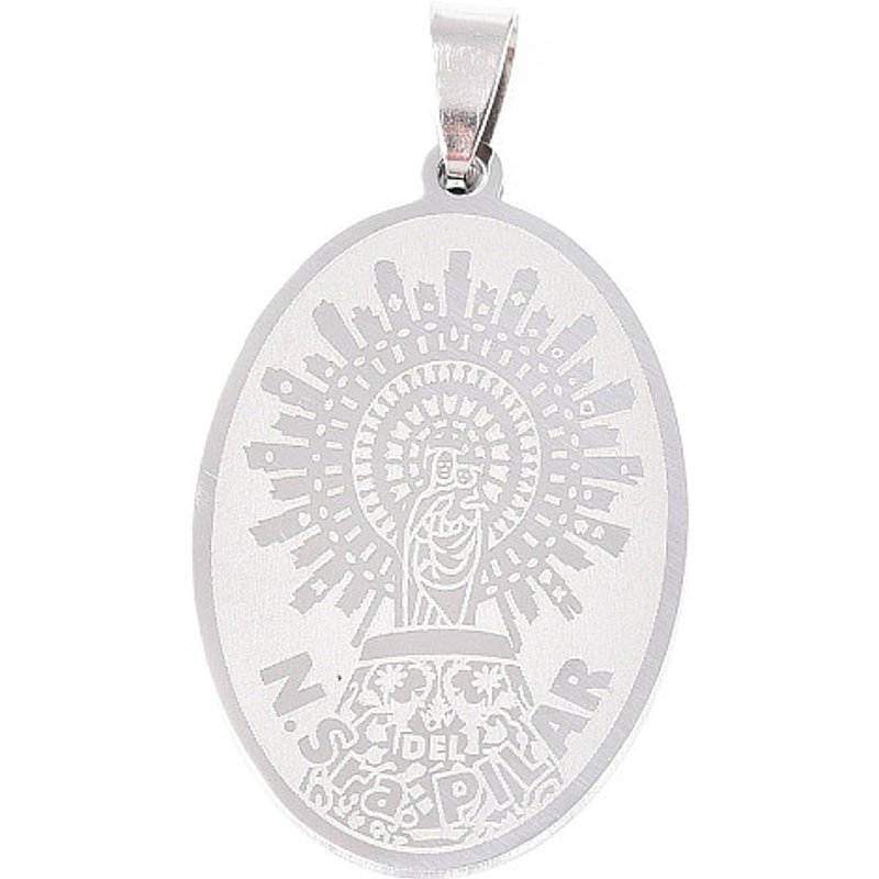 Pendentif ovale en acier inoxydable 201 avec Vierge Marie, découpé au laser — Breloques et pendentifs