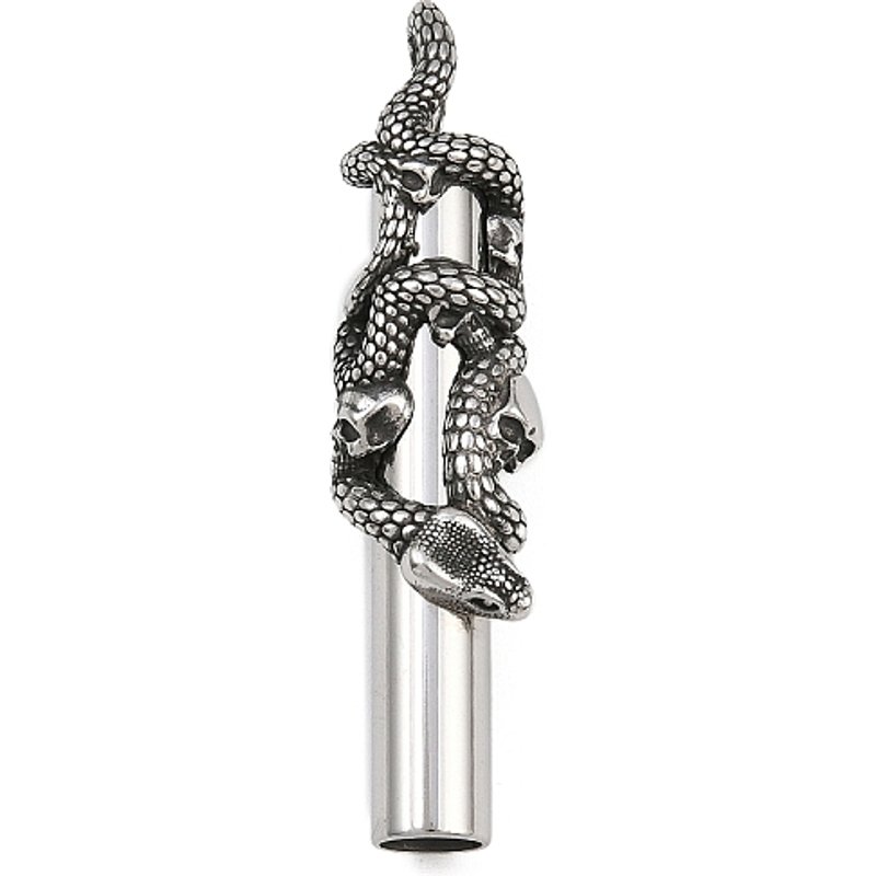 Pendentif en Acier Inoxydable Chirurgical 316 avec Serpent et Crânes — Breloques et pendentifs