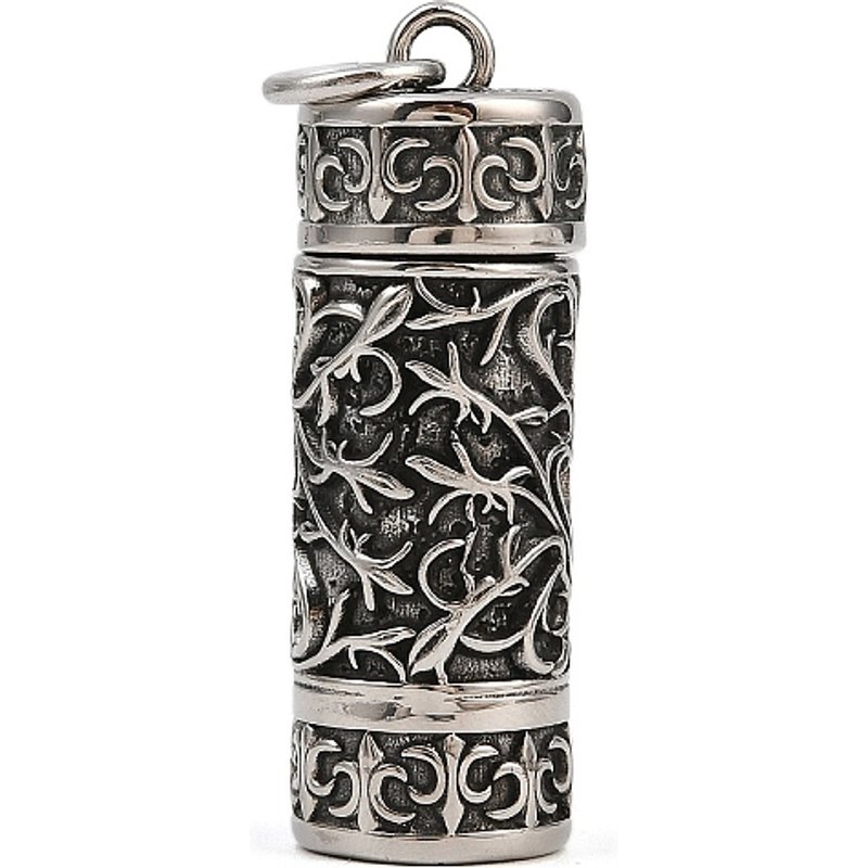 Pendants en Acier Inoxydable 316, Colonne & Feuille, Argent Antique — Breloques et pendentifs