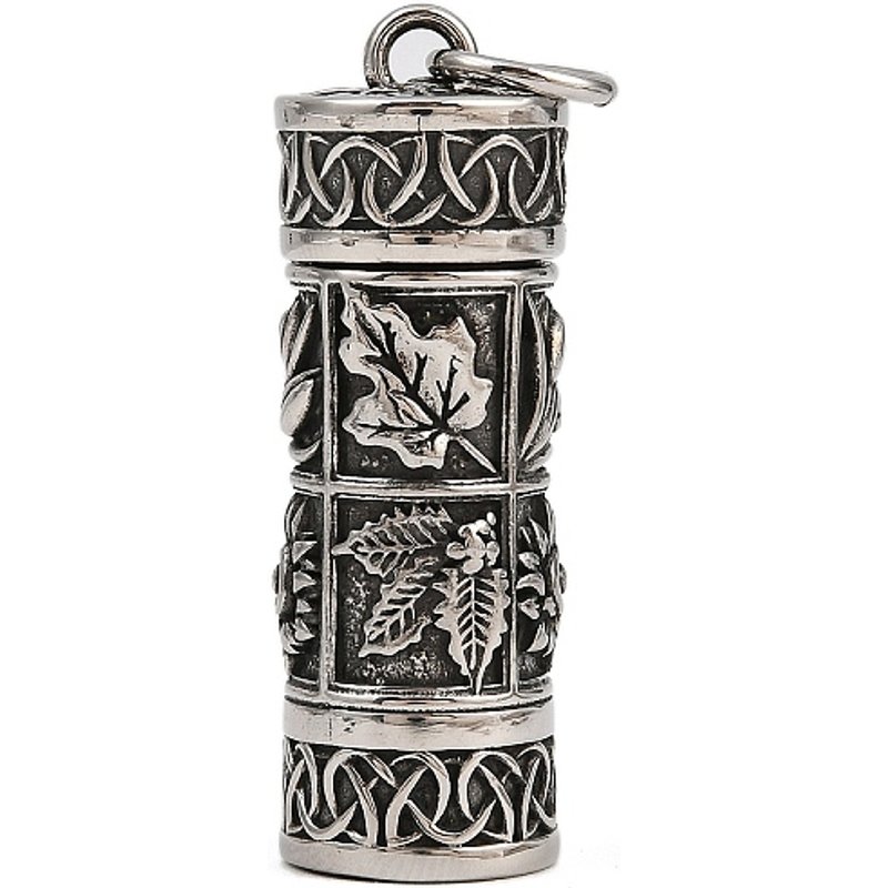 316 Surgical Stainless Steel Column & Leaf Pendants, Antique Silver — Charms & Pendants