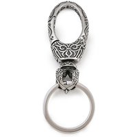 Porte-clés en acier inoxydable chirurgical 316, fleur, argent antique — Accessoires pour bijoux