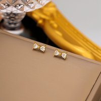 Boucles d'oreilles puces en acier inoxydable et zircon cubique Bowknot — Bijoux fantaisie