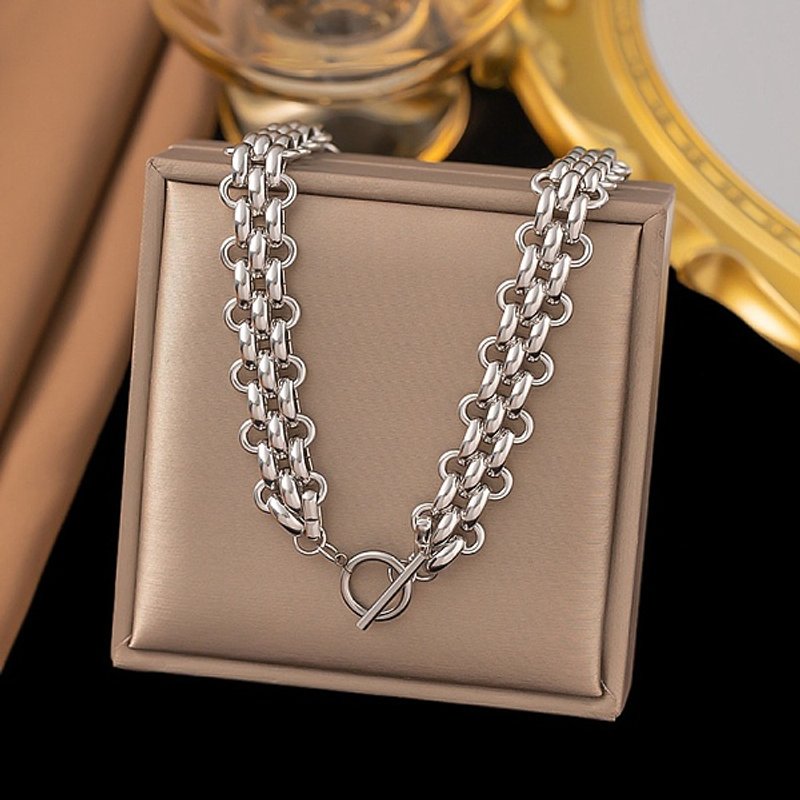 Collier Chaîne Panther en Acier Inoxydable 304 pour Femmes, 16.54 pouces — Collier pendentif