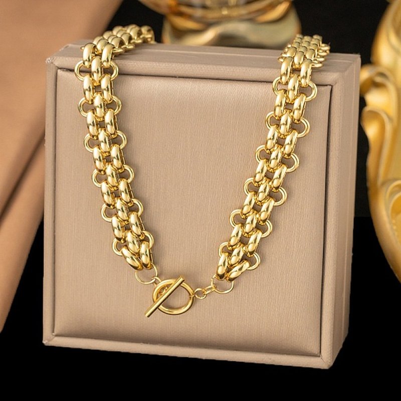 Collier en chaîne panthère en acier inoxydable 304 pour femmes, doré, 16,54 pouces — Collier pendentif