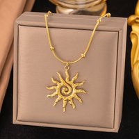 Collier Pendentif Soleil en Acier Inoxydable 304 pour Femmes, Doré, 16,02 po — Collier pendentif
