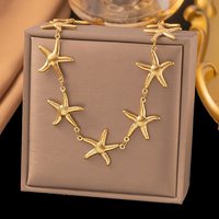 Collier Chaîne en Acier Inoxydable 304 avec Liens Étoile de Mer pour Femmes, Doré — Collier pendentif