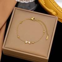 Bracelet en Acier Inoxydable avec Nœud Papillon pour Femmes, Doré — Bracelet Femme