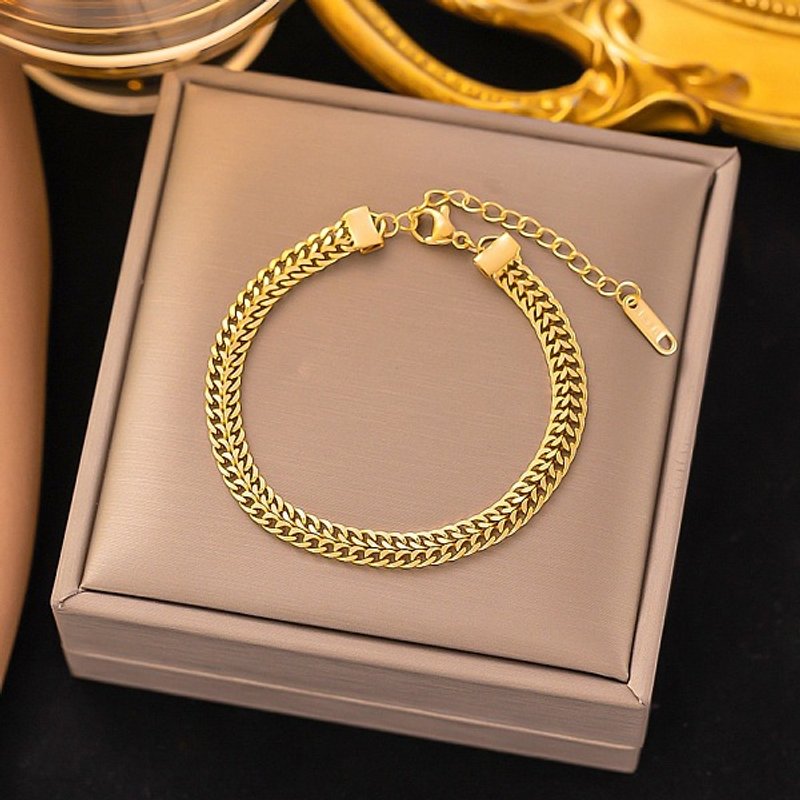 Bracelet en Acier Inoxydable Curb Doré pour Femmes — Bracelet Femme