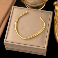 Bracelet Cuff en Acier Inoxydable 304 pour Femmes, Doré