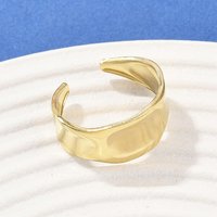 304 Stainless Steel Cuff Rings with 18K Gold Plating, 10mm
