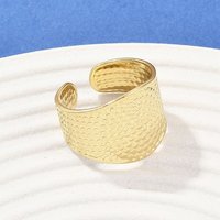 304 Stainless Steel Cuff Rings with 18K Gold Plating, 16mm