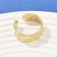 304 Stainless Steel Cuff Rings with 18K Gold Plating, 7mm