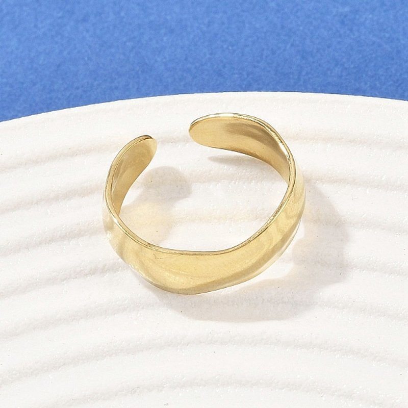 Bague à Manchette en Acier Inoxydable 304, Plaquée Or 18K, 6.5mm — Bijoux fantaisie