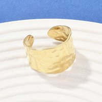 304 Stainless Steel Cuff Rings with 18K Gold Plating, 13.5mm